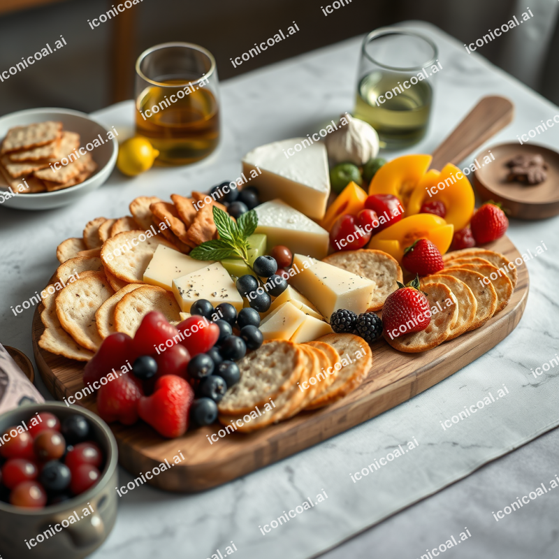 Cheese Board With Fruits And Crackers Entertaining Spread