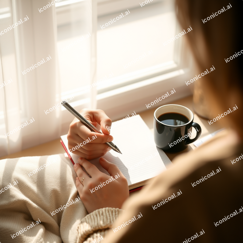 Person Journaling With Coffee Morning Routine Mindfulness