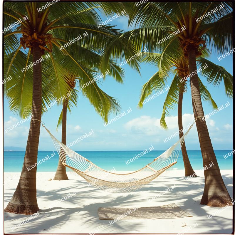Beach Hammock Between Palm Trees Relaxation Vacation