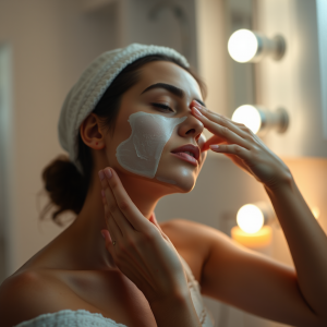 Person Practicing Self-care Skincare Routine Peaceful Moment