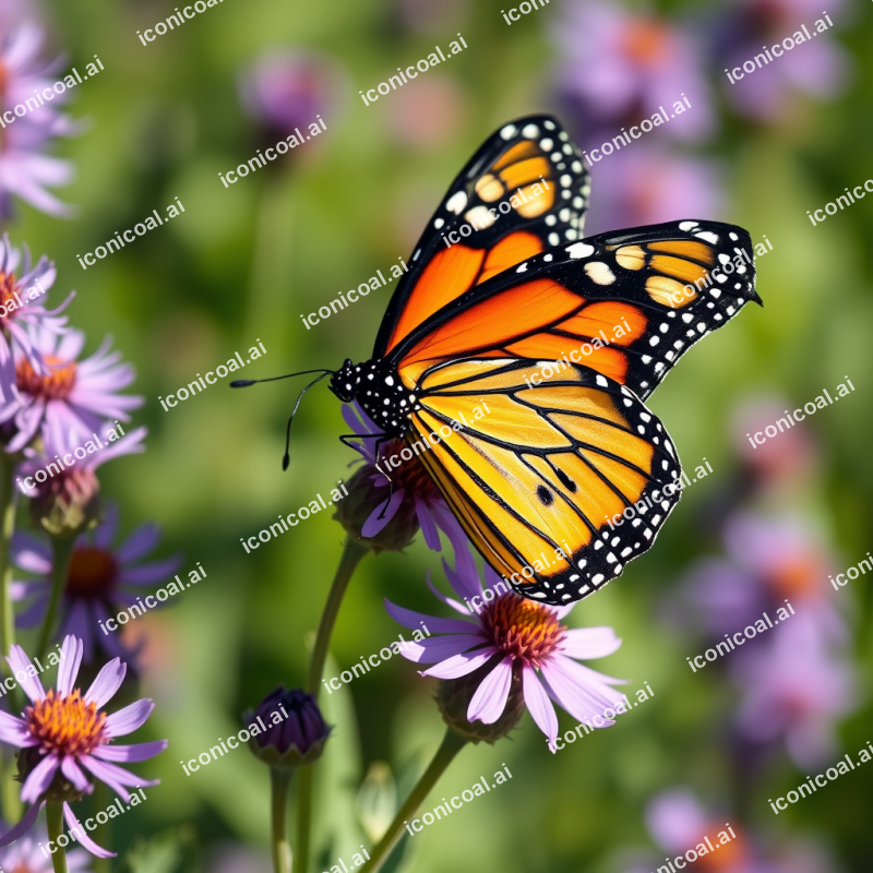 Monarch Butterfly On Purple Wildflower