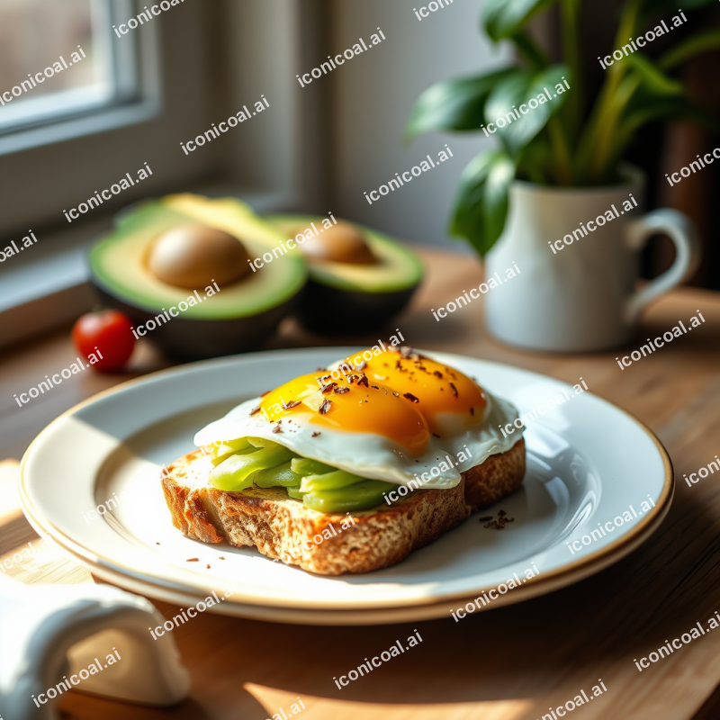 Avocado Toast With Eggs Healthy Brunch Natural Lighting