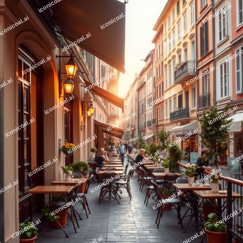 Cozy Cafe Terrace In European Old Town Authentic