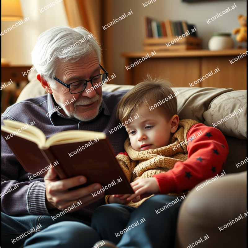 Grandparent Reading To Grandchild Cozy Storytelling Moment