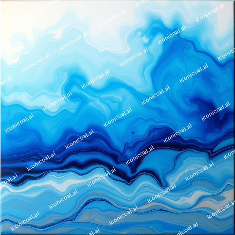 Abstract Acrylic Pour Painting In Ocean Colors