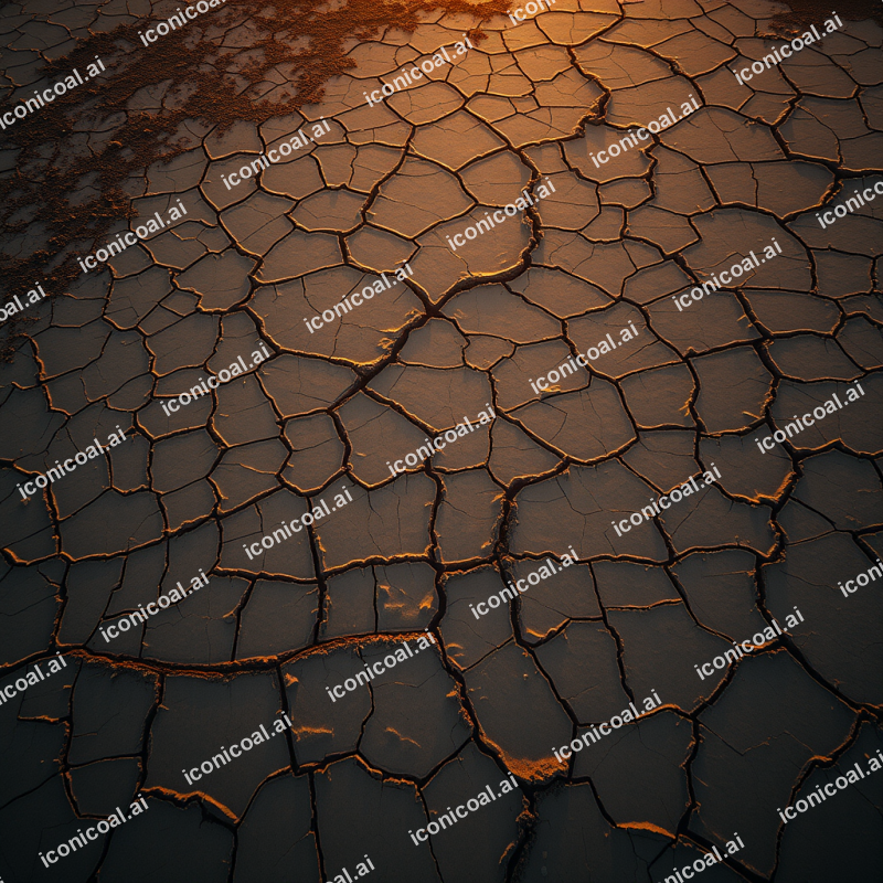 Aerial View Of Dried Lake Bed With Geometric Mud Cracks