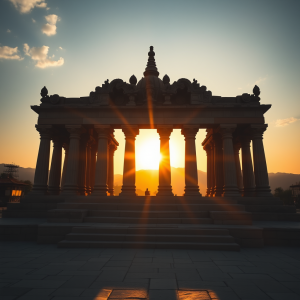 Ancient Temple At Sunrise Spiritual Travel Destination
