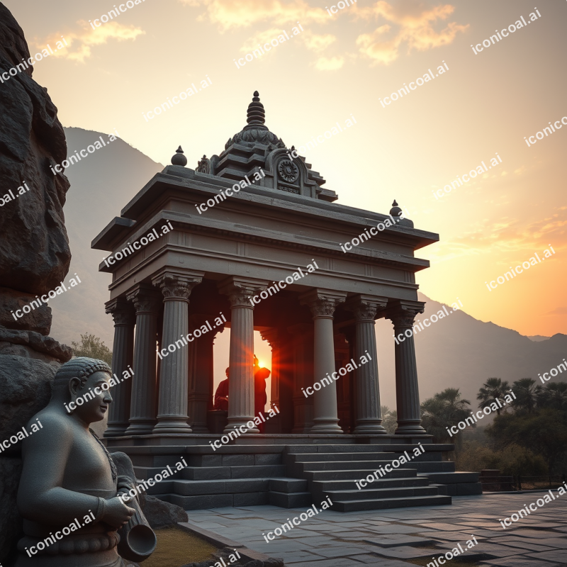 Ancient Temple At Sunrise Spiritual Travel Destination