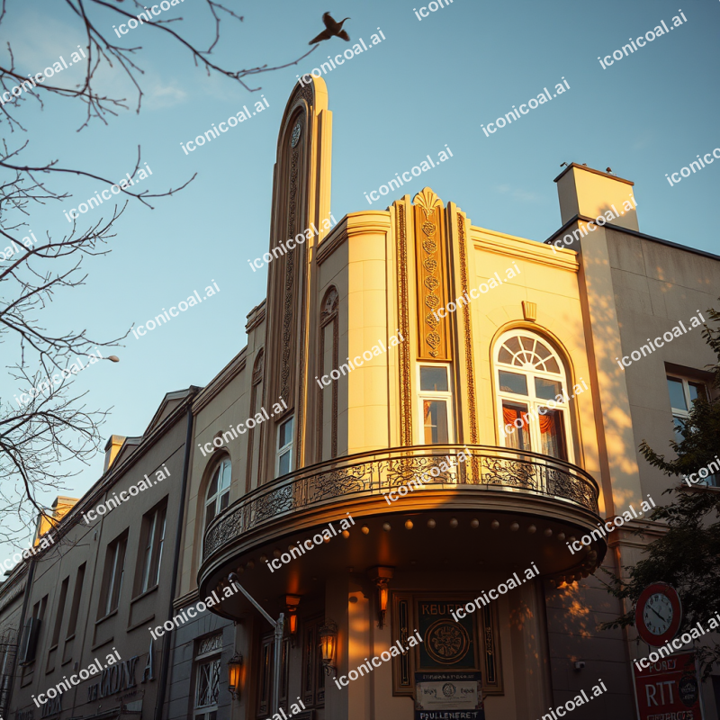 Art Deco Building Details In Golden Afternoon Light