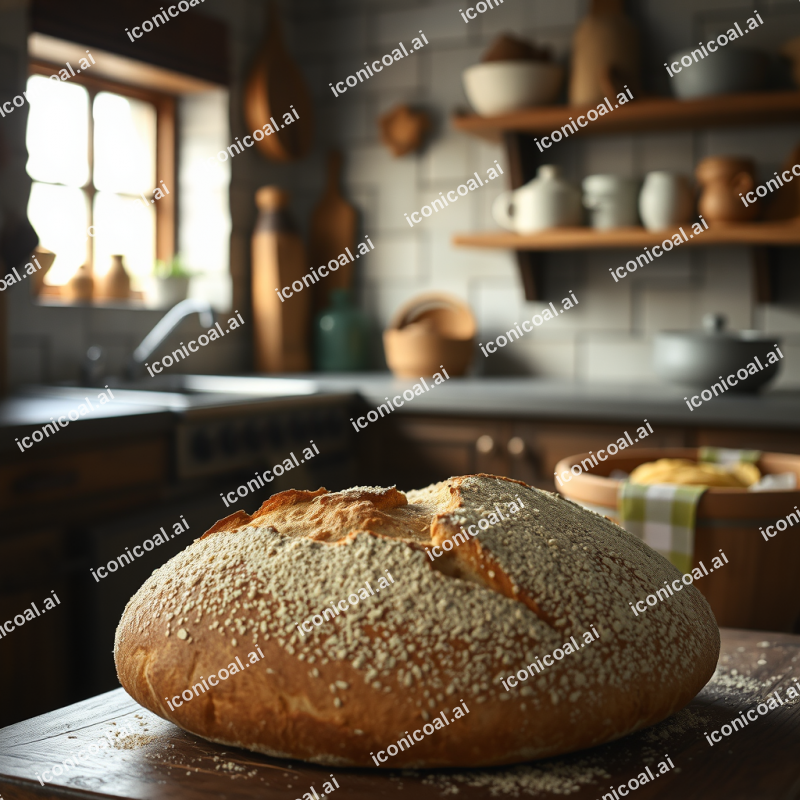 Artisan Sourdough Bread Fresh From Oven Rustic Kitchen Se...