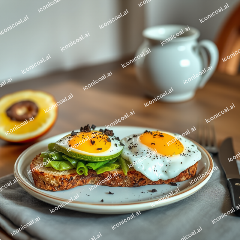 Avocado Toast With Eggs Healthy Brunch Natural Lighting