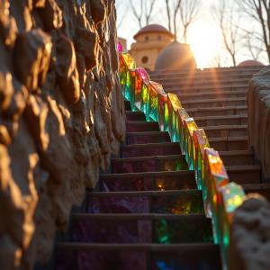 Bismuth Crystal Rainbow Staircase Formations
