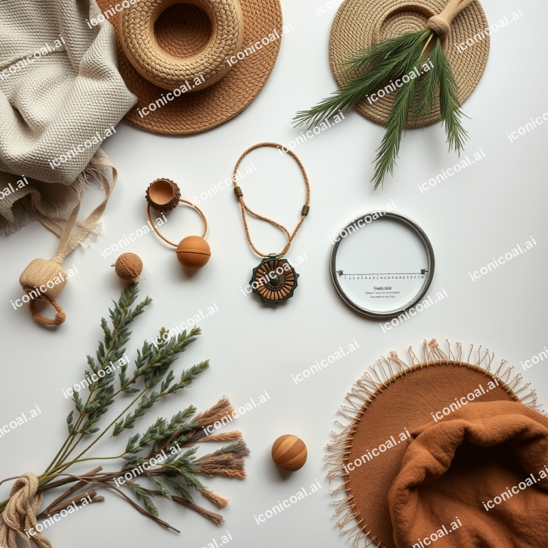Bohemian Accessories And Natural Materials Styling Flat Lay