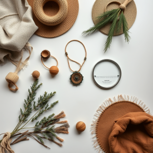 Bohemian Accessories And Natural Materials Styling Flat Lay