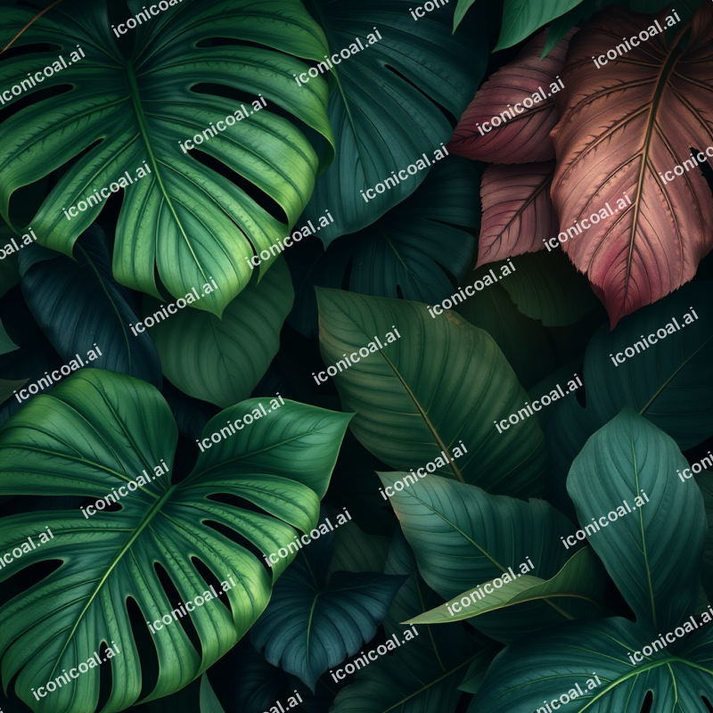 Botanical Illustration Of Tropical Leaves In Modern Style