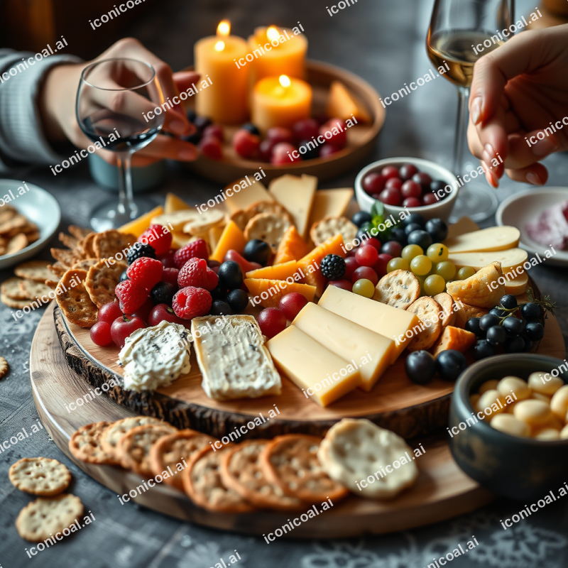 Cheese Board With Fruits And Crackers Entertaining Spread