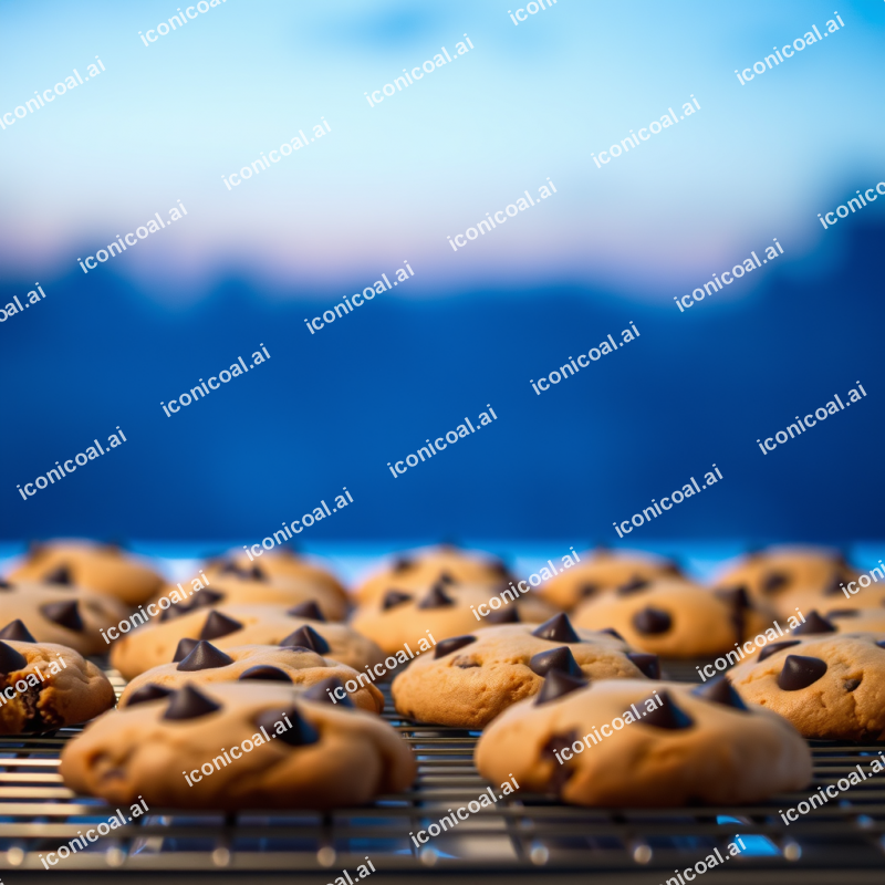 Chocolate Chip Cookies Fresh Baked On Cooling Rack