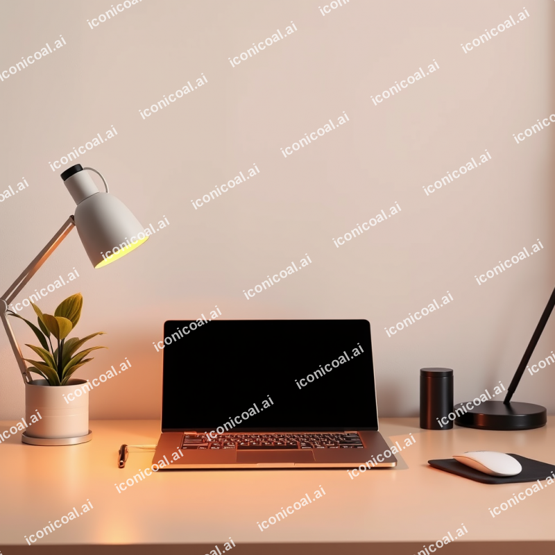 Clean Desk Setup With Modern Laptop And Plant Minimal