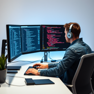Coding On Multiple Monitors Developer Workspace