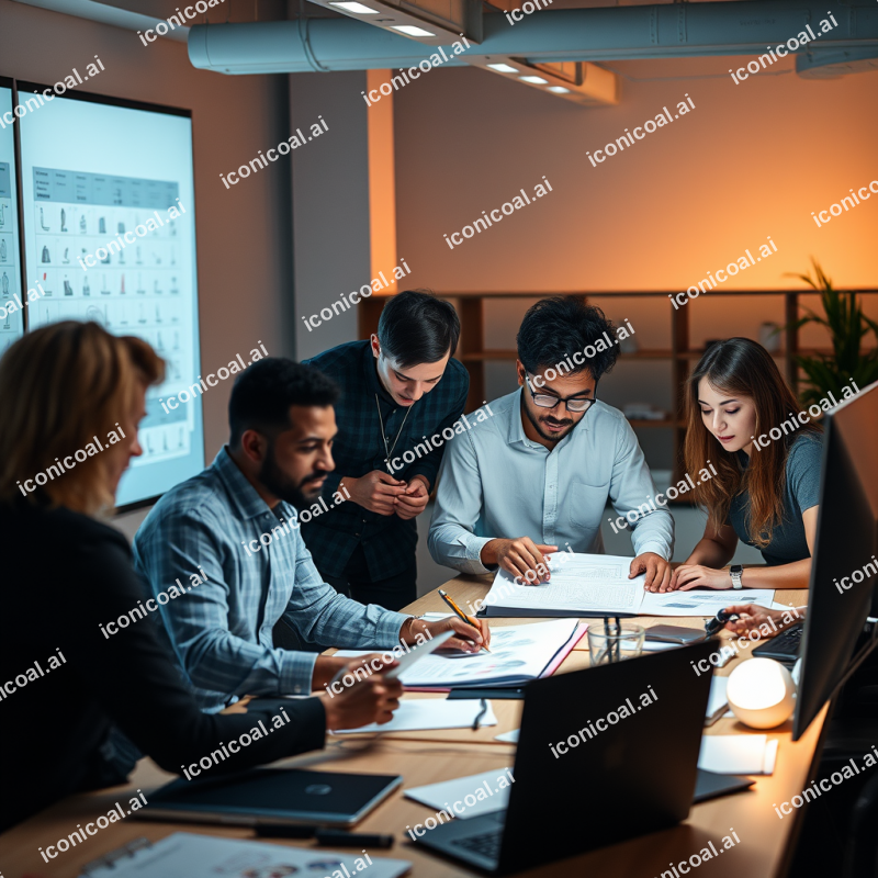 Collaborative Workspace With Diverse Colleagues Reviewing...