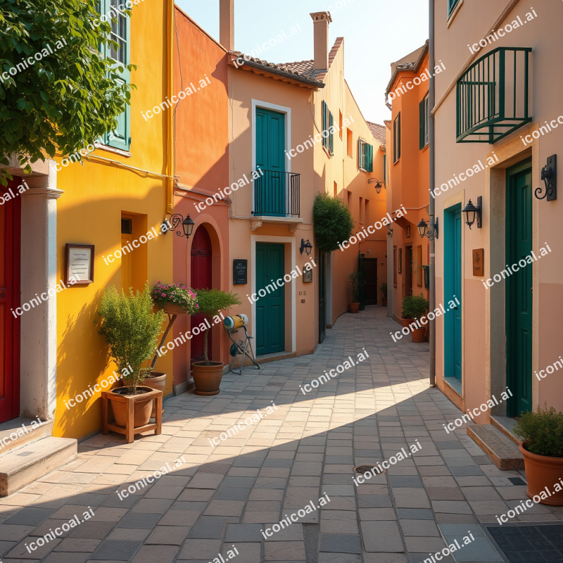 Colorful Doors And Streets Of Mediterranean Village