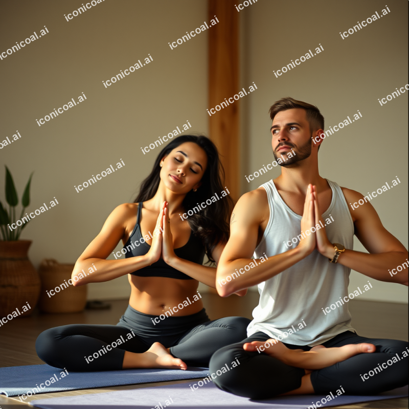 Couple Doing Partner Yoga Together Connection And Wellness