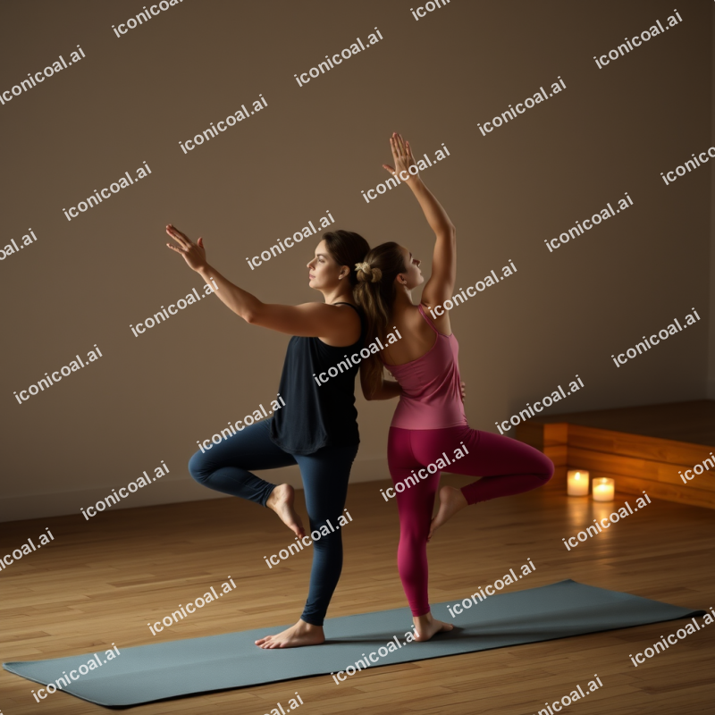 Couple Doing Partner Yoga Together Connection And Wellness