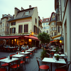Cozy Cafe Terrace In European Old Town Authentic