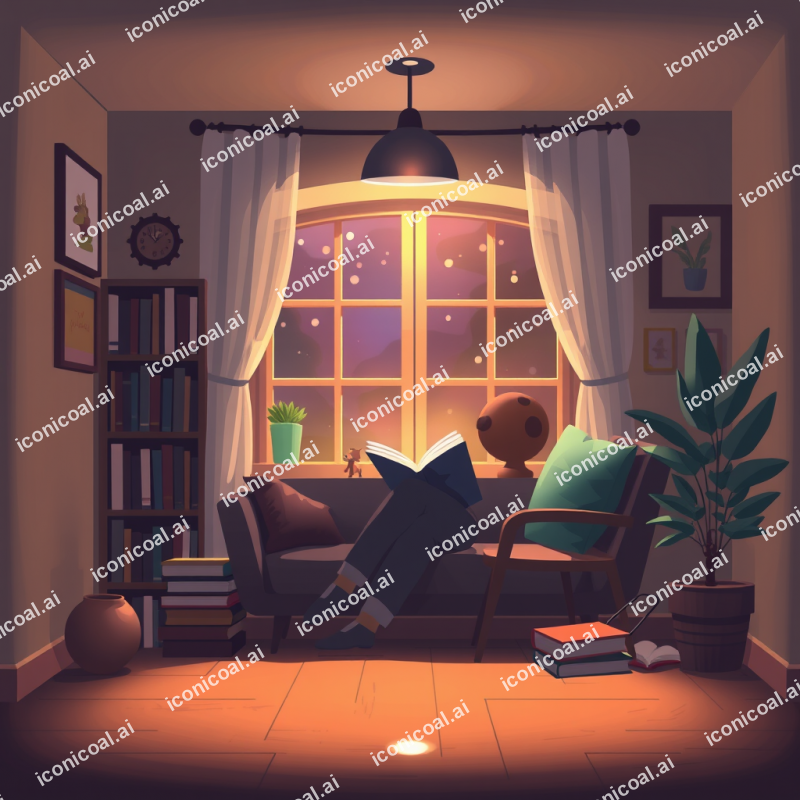 Digital Illustration Of Cozy Reading Nook Scene