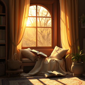Digital Illustration Of Cozy Reading Nook Scene
