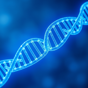 Dna Helix Structure Glowing Blue Biotechnology Visualization