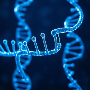 Dna Helix Structure Glowing Blue Biotechnology Visualization