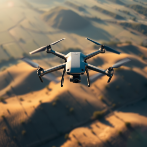 Drone Flying Over Landscape Aerial Photography Tech