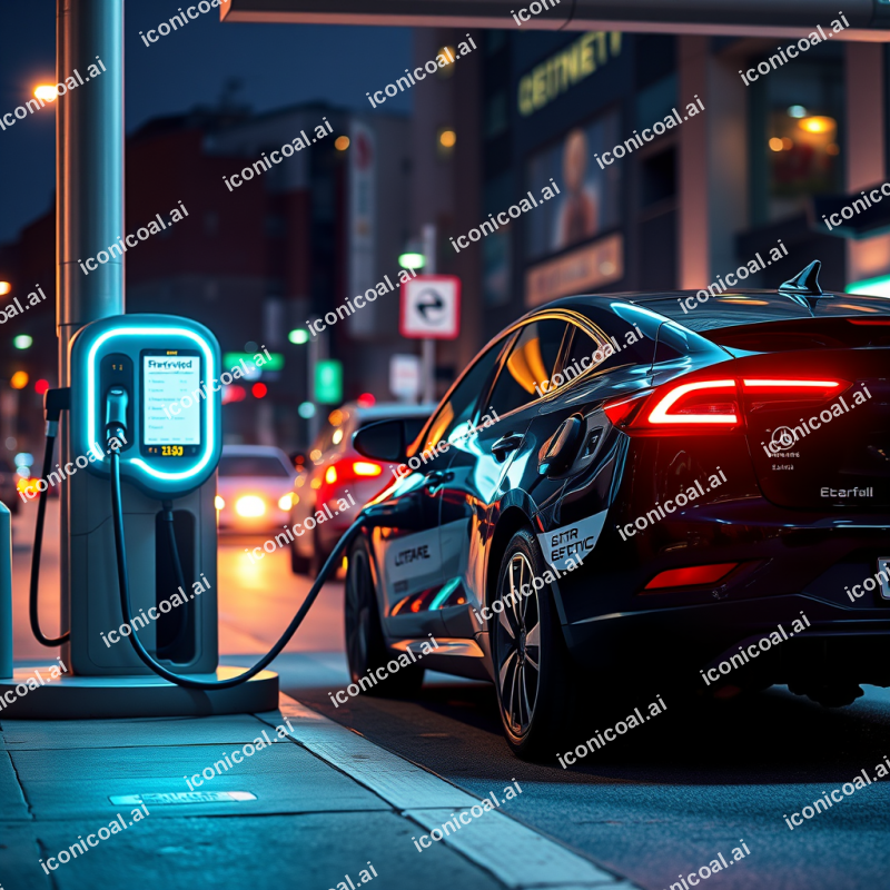 Electric Car Charging At Station Sustainable Transport