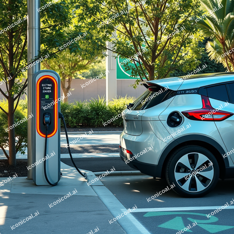 Electric Car Charging At Station Sustainable Transport