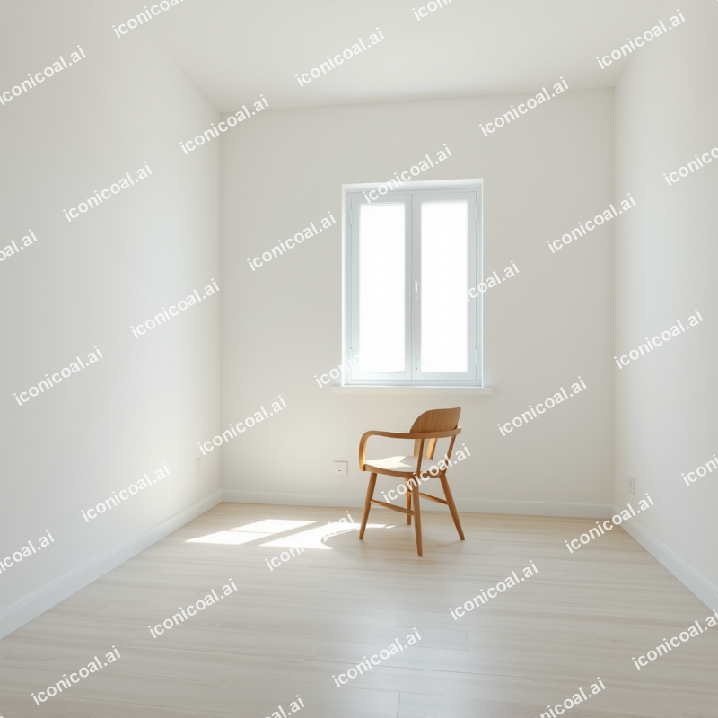 Empty Room With Single Chair By Window Light Minimal