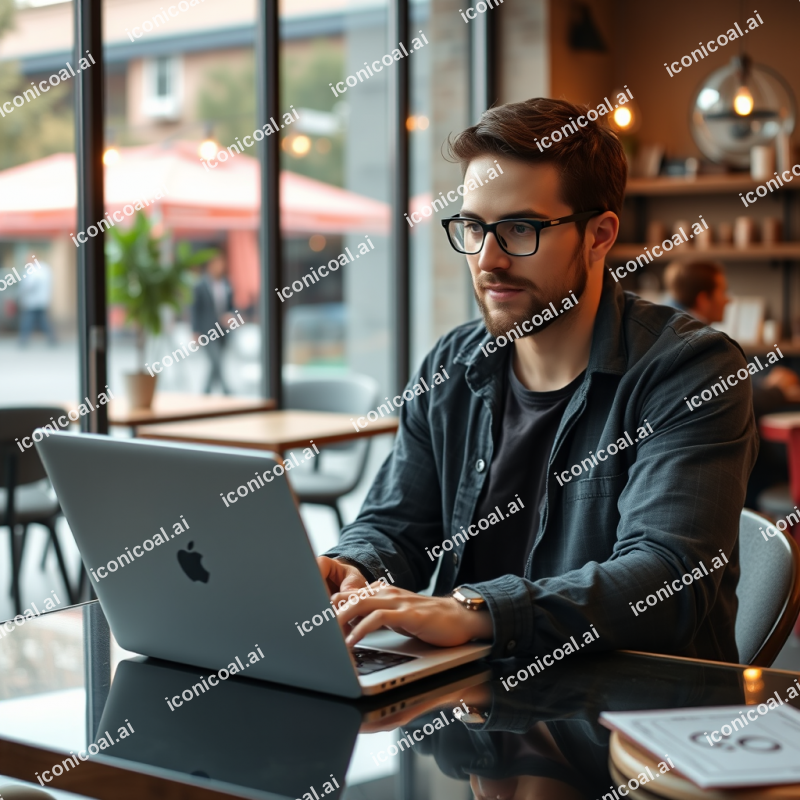 Entrepreneur Working At Coffee Shop With Laptop Natural S...