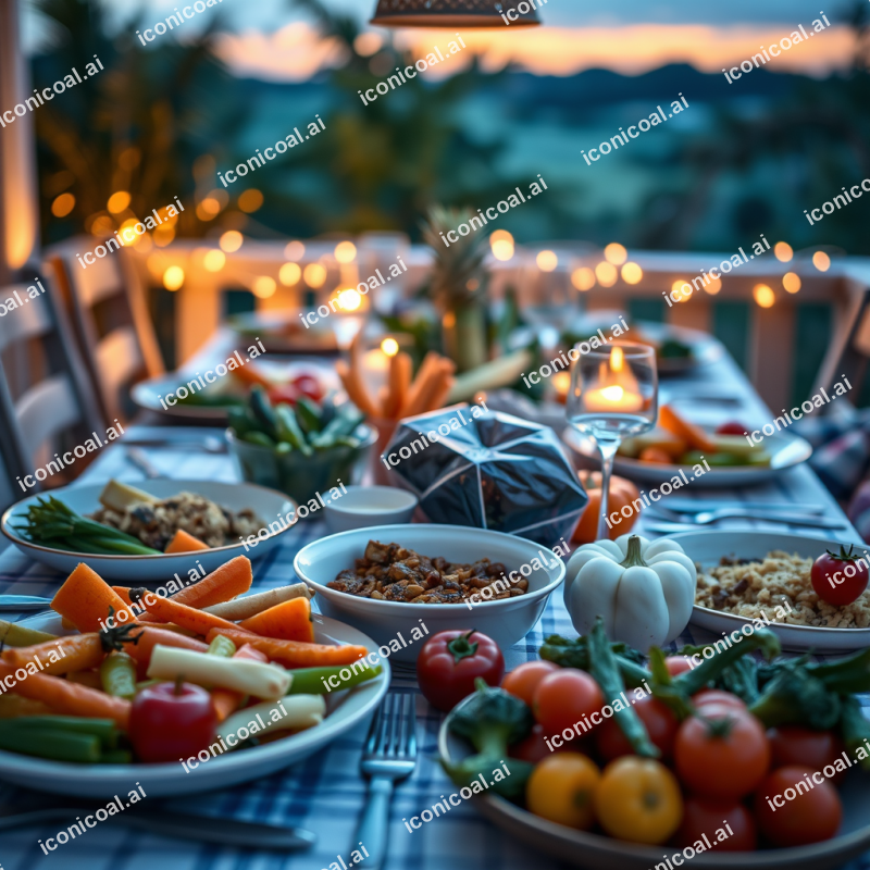 Farm To Table Dinner Spread With Seasonal Vegetables Fami...
