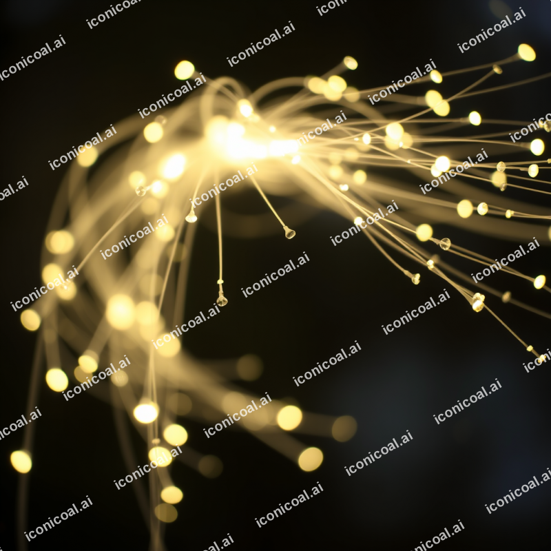 Fiber Optic Strands Glowing With Transmitted Light