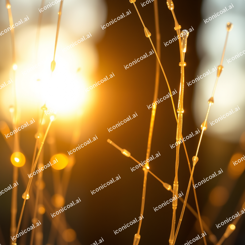 Fiber Optic Strands Glowing With Transmitted Light