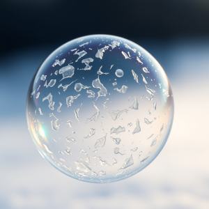 Frozen Soap Bubble Surface Showing Iridescent Crystalline...