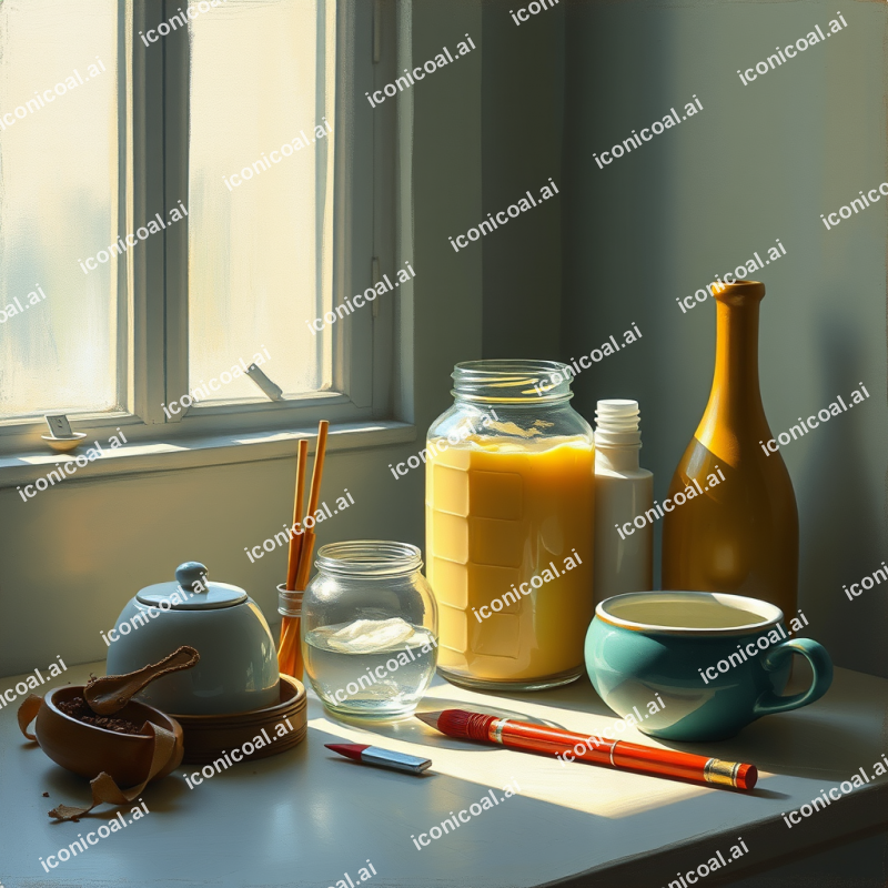 Gouache Painting Of Everyday Objects Still Life