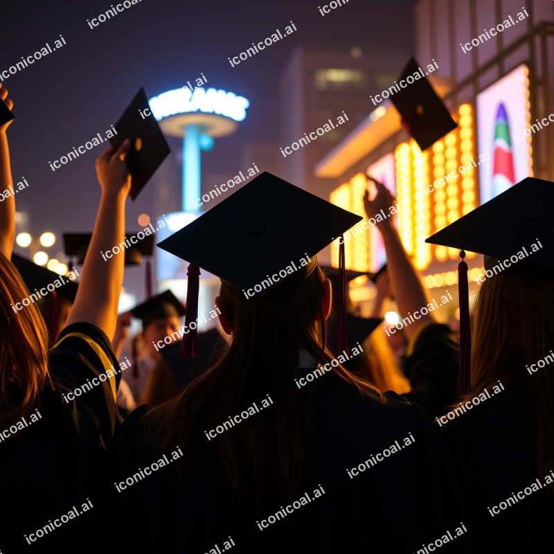 Graduation Celebration Diverse Graduates Throwing Caps Jo...