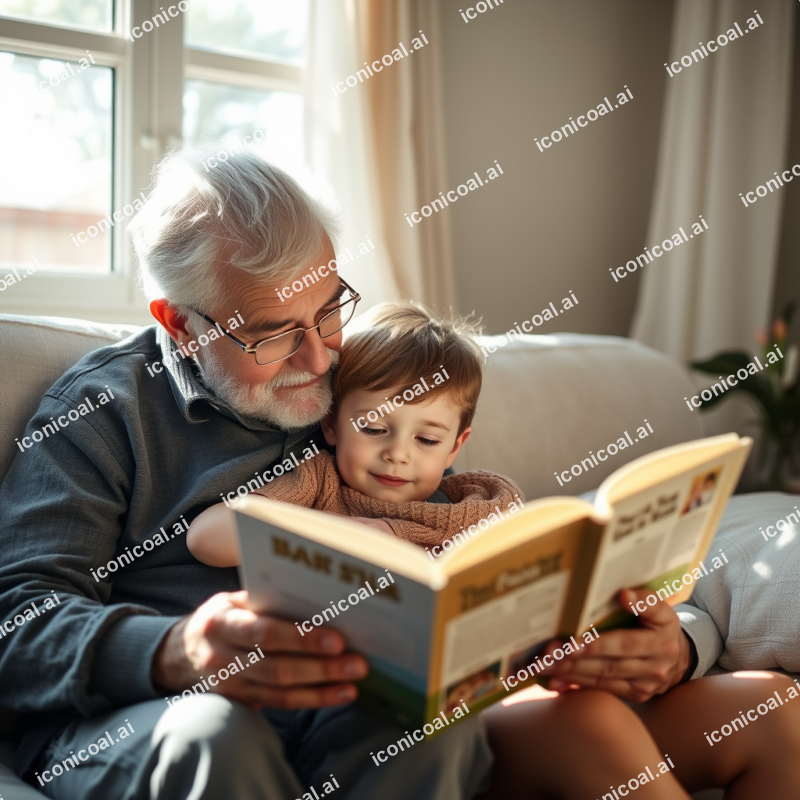 Grandparent Reading To Grandchild Cozy Storytelling Moment