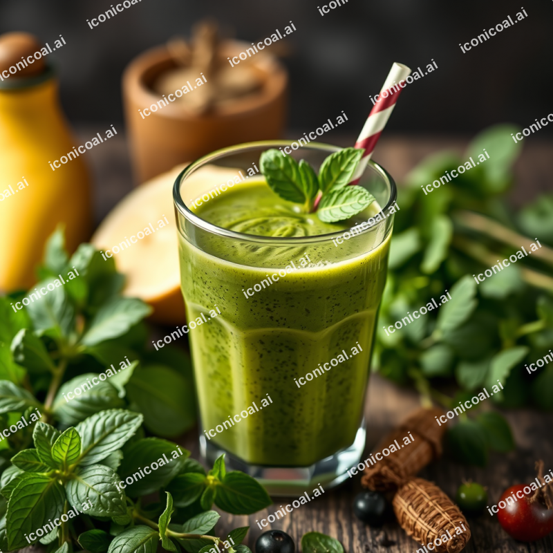 Healthy Green Smoothie With Fresh Ingredients Nutrition