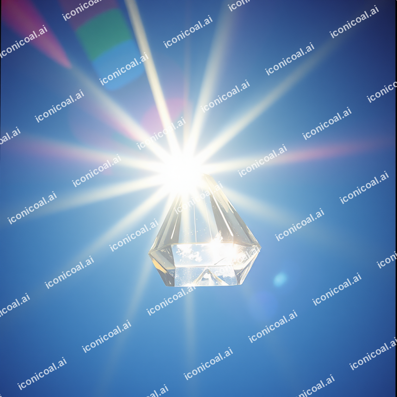 Light Refracting Through Cut Crystal Prism Creating Spectrum