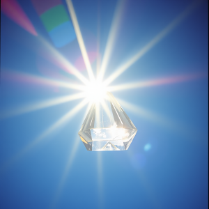 Light Refracting Through Cut Crystal Prism Creating Spectrum