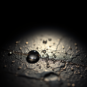 Mercury Droplets Beading On Dark Textured Surface