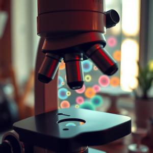 Microscope View Of Cells Colorful Biology Science