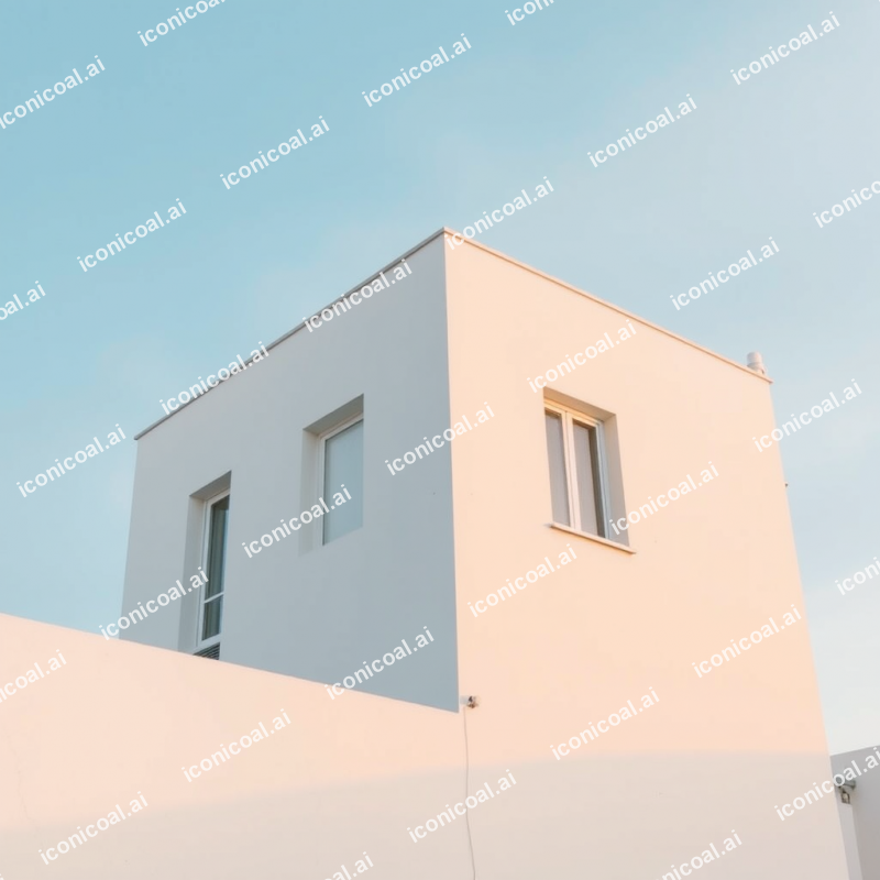 Minimal Architecture White Building Against Blue Sky Clean